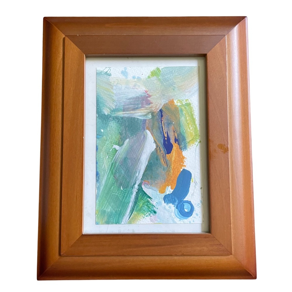 O 8x10 Original Contemporary Monochromatic Spiritual Painting Wood Frame Decor